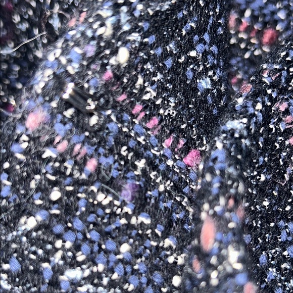 🖤WHBM Black Blue Gray Multi-Color Tweed Panel Moto Blazer Women’s Size 8 - Picture 12 of 15